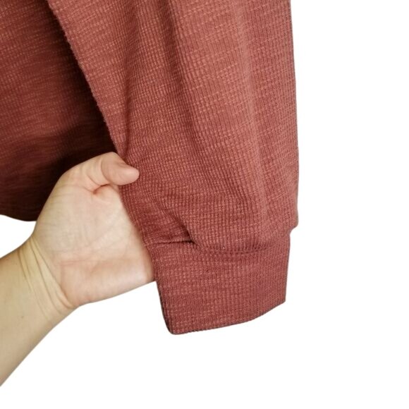 Listicle Womens Rust Button-Shoulder Long-Sleeve Ribbed Top Size Large‎ - Picture 10 of 10